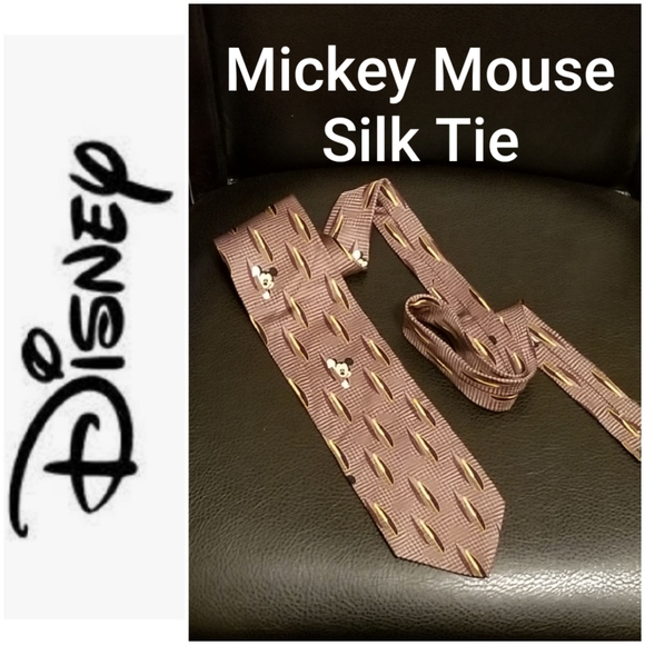 Disneyland Resorts Brown Mickey Mouse Silk Tie - Picture 1 of 4